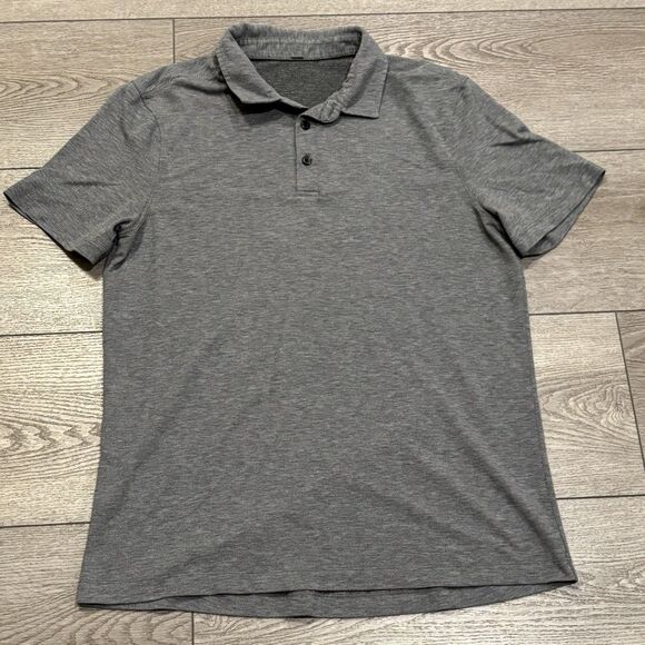 Lululemon Polo Shirt Mens Medium Gray Heather Evolution Golf Performance Preppy - Picture 1 of 6